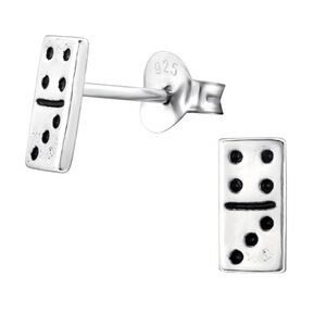 Sterling Silver Tiny Domino Stud Earrings
